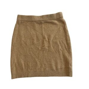 VICI‎ Knit Mini Skirt Tan Fuzzy Soft Acrylic Blend Cozy Womens Large